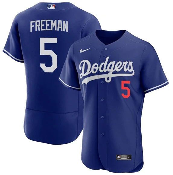 Men Los Angeles Dodgers #5 Freddie Freeman Blue Flex base Trade 2022 MLB Jersey